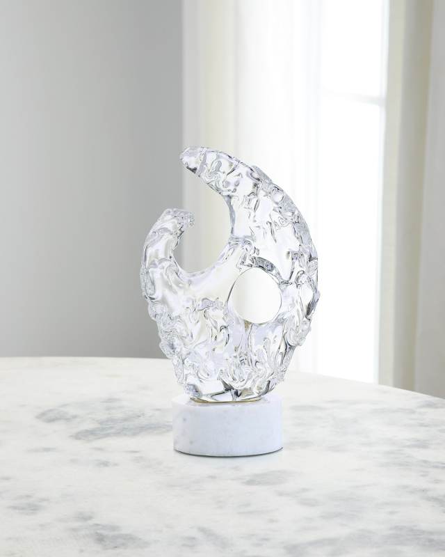 Glacial Wisp Sculpture on Marble Base, Small